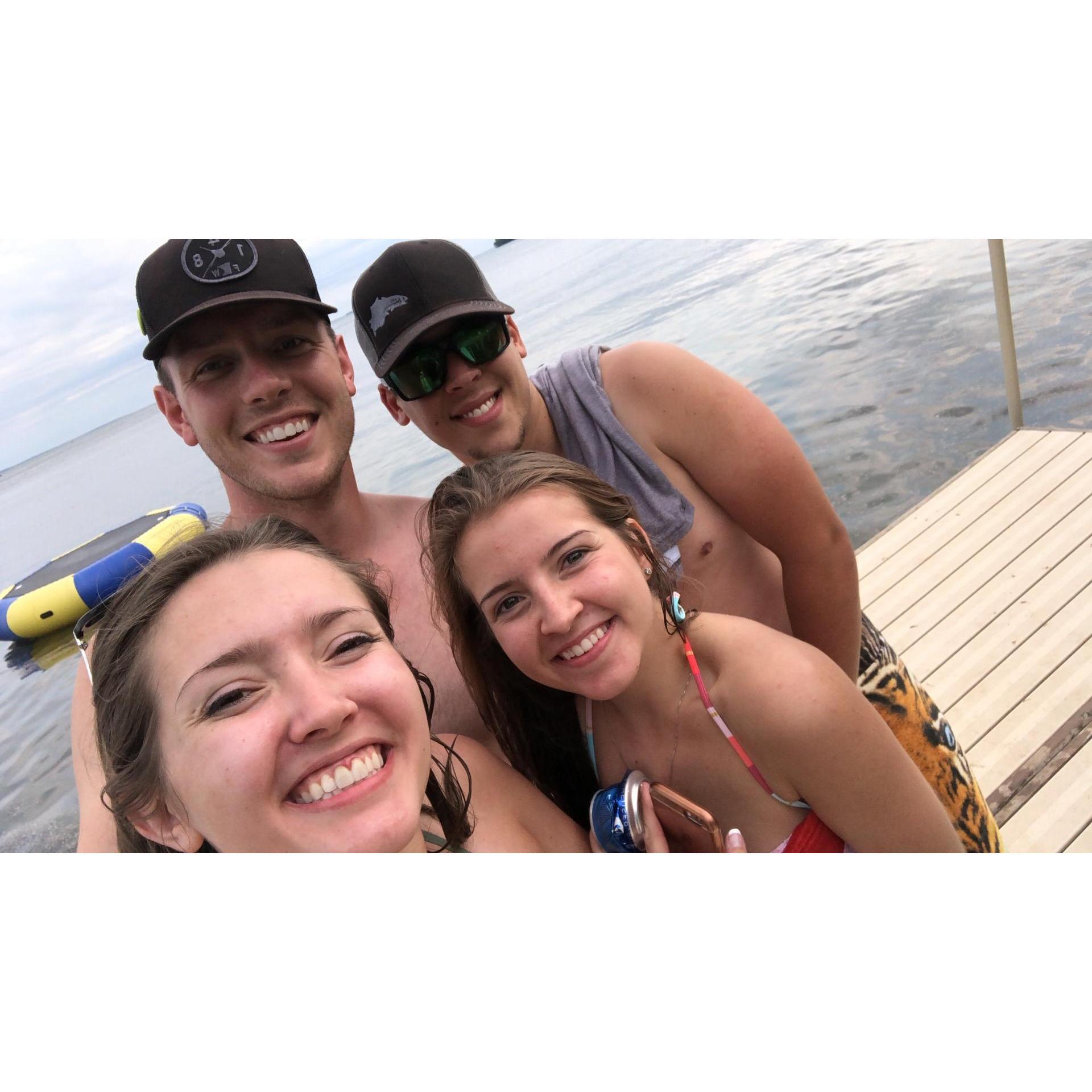 4th of July weekend 2018 at Leech Lake. 
Top: Jay and Trevor (groomsman)
Bottom: Courtney and Cassidy (maid of honor/Courtney's sister)