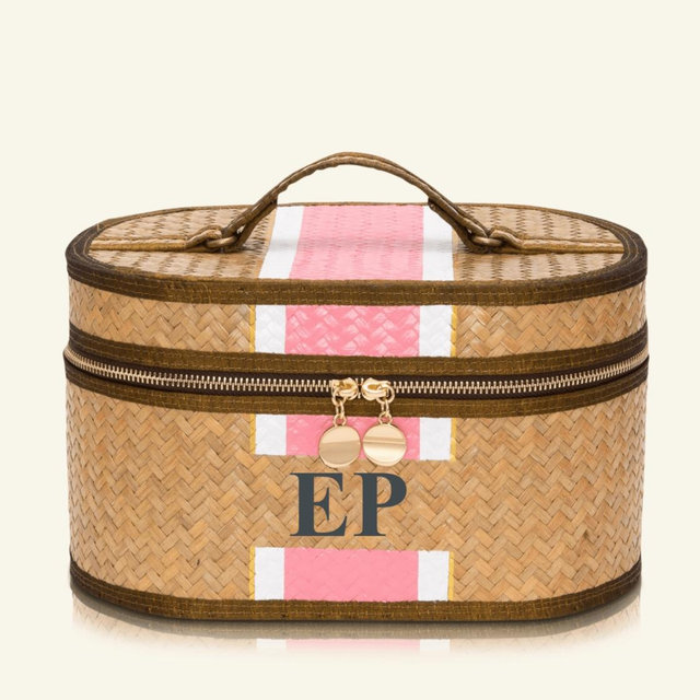 Straw Vanity Case - Pink