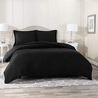 Nestl Bedding Duvet Cover 3 Piece Set – Ultra Soft Double Brushed Microfiber Hotel Collection – Comforter Cover with Button Closure and 2 Pillow Shams, Black - King 90"x104"