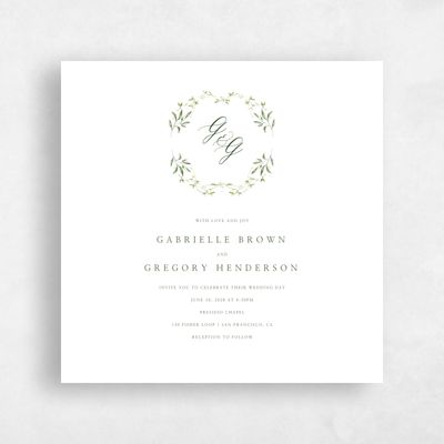 Marsh Green Wedding Invitation - Verdure Wreath