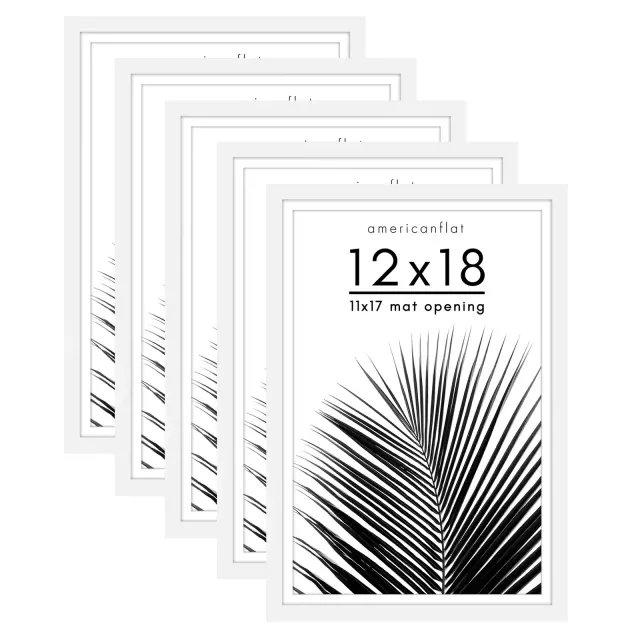 Americanflat 12x18 frame with mat 5 Pack of Picture Frames - Gallery Wall Frame Set 12x18 poster frame