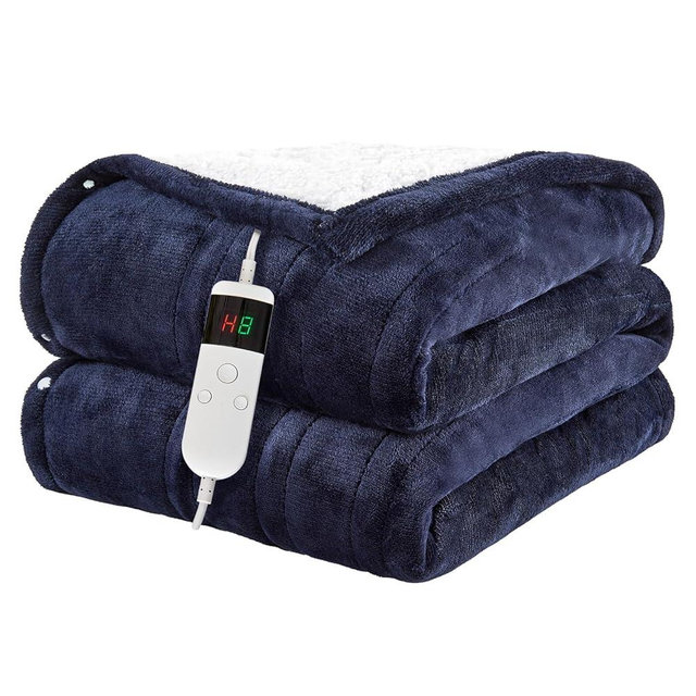 Electric Heated Blanket Throw, Heating Blanket Soft Fleece Sherpa Heated Blanket with Overheating Protection, 8 Hours Auto Off 10 Fast Heating Levels, Machine Washable