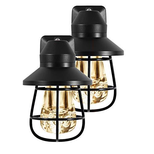 GE Vintage LED Night Light, 2 Pack, Plug-in, Dusk-to-Dawn, Farmhouse Décor, Rustic, UL Listed, Ideal for Bedroom, Nursery, Kitchen, Bathroom, Black Cage, 44737, 2