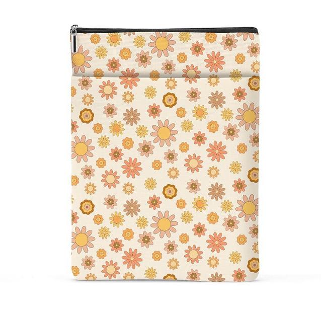 Retro Floral Pattern Book Lovers Gifts Waterproof Book Sleeve Book Pouch Book Protector with Zipper and Front Pocket BookCover Case for Women Girl Best Friend Sister Book Accessories Book Club Gifts
