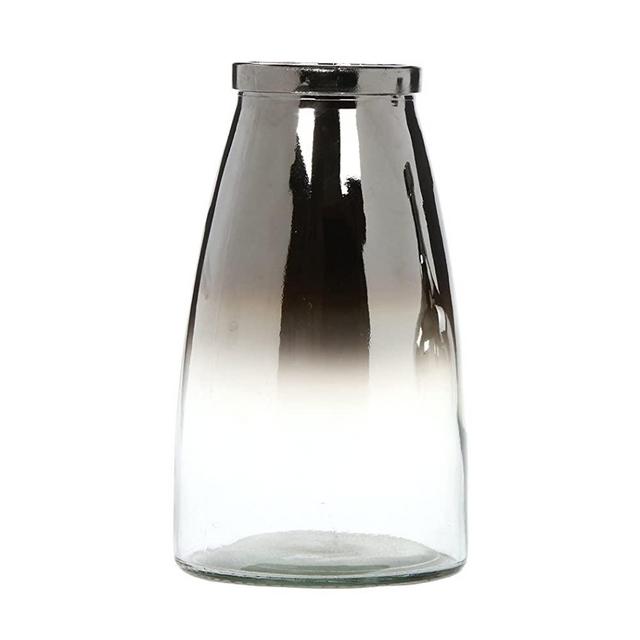 Hosley Silver Glass Flower Vase 10.25 Inch High Ideal Gift for Weddings Bridal Spa Meditation Reiki Rose Vase Nautical Settings Storage P1 (10.25” High)