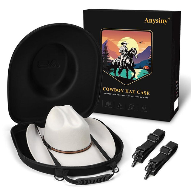 Anysiny Hat Box for Travel-Crush Proof Hat Travel Case for Cowboy Hats Holder Storage Box Organizer Cap Carrier with Adjustable Carry Strap