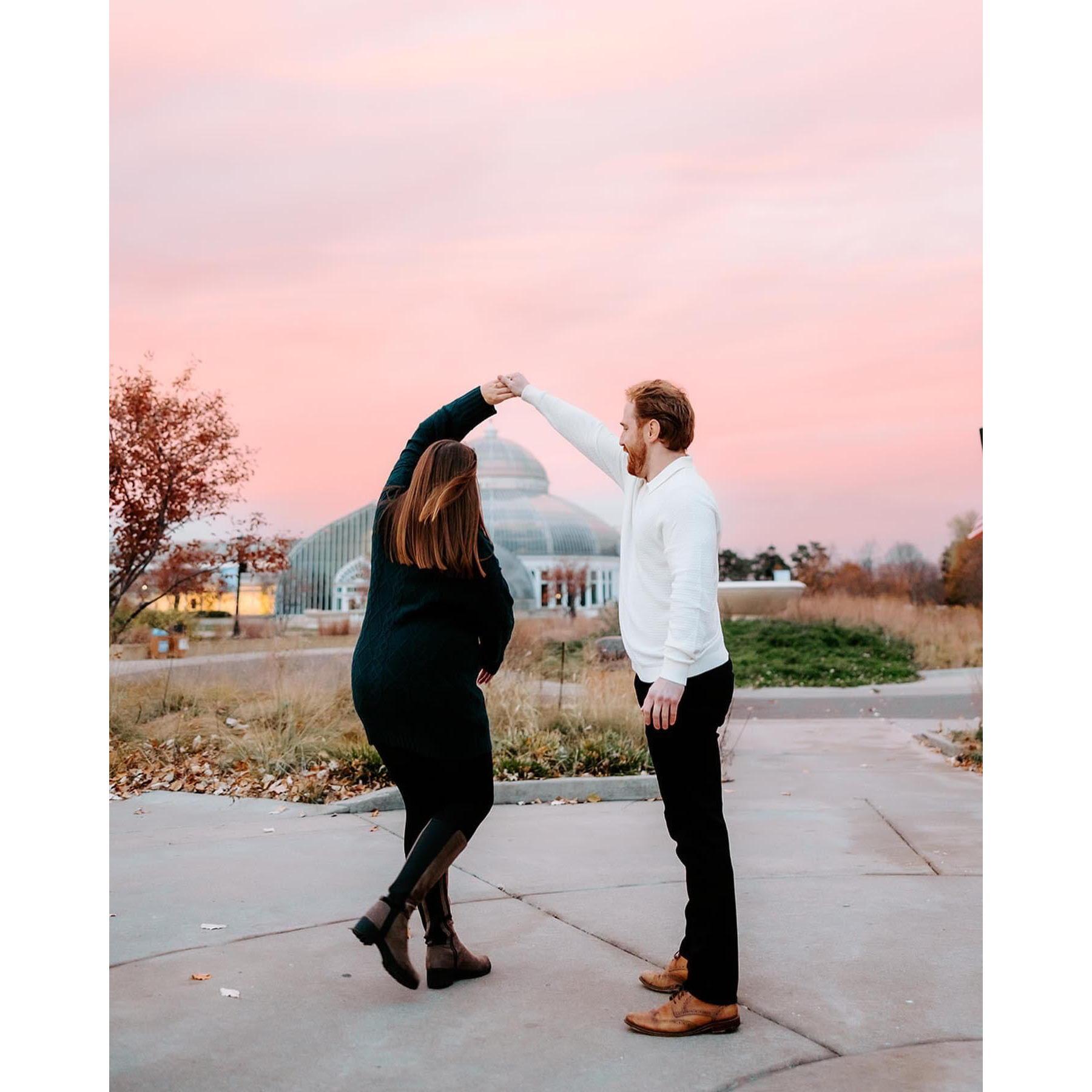 We caught a beautiful sunset during our engagement photos!
