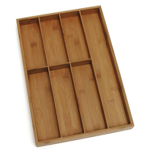 Lipper International 8877 Bamboo Wood Flatware Organizer with 7 Compartments, 12" x 17-1/2" x 1-3/4"