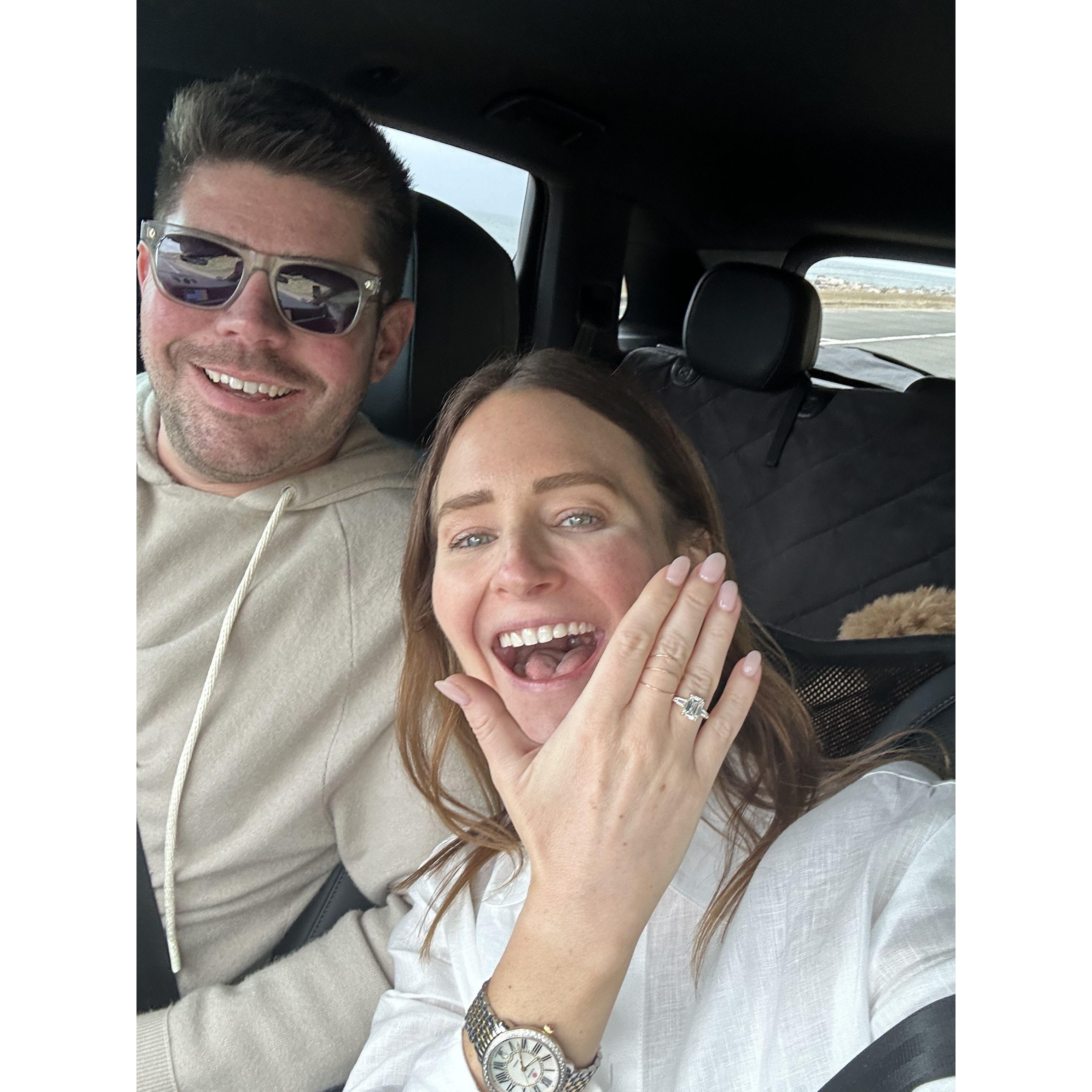 The excitement after getting engaged in Malibu!