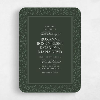 Green Rounded Wedding Invitation - Manado Portrait