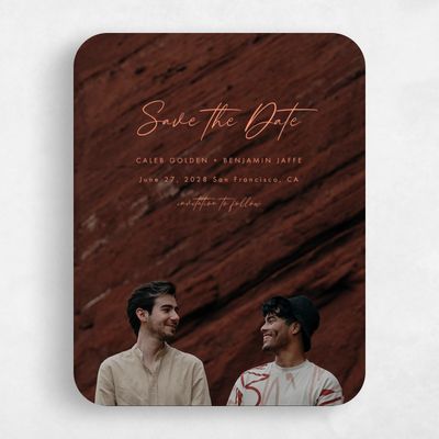Orange Rounded Wedding Save the Date - Paloverde Photo