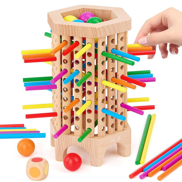 Centtechi Montessori Game Wooden Board Games for Kids 4-6-8-12, 36 Colorful Stick Math Educational Toys for 3 4 5 6 Year Olds, Classic Fun Dice Games for Family Game Night for 2-6 Players Gift