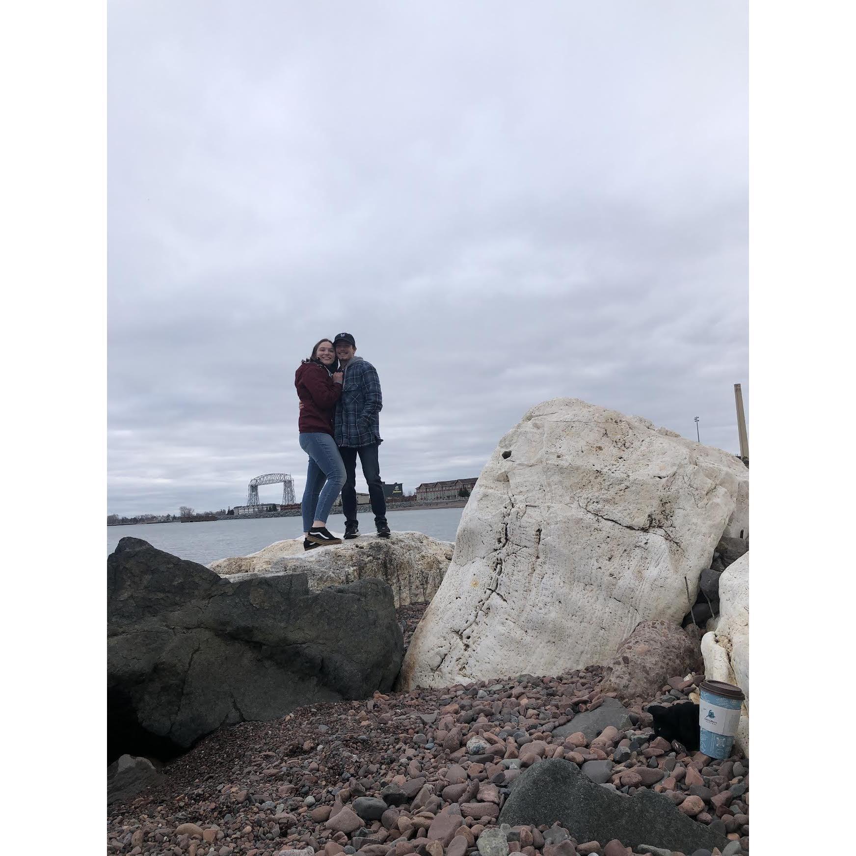 We hunted for heart shaped rocks on the beach for each other
