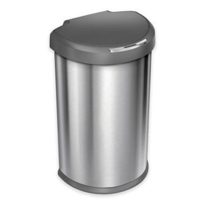 simplehuman®  Brushed Stainless Steel Fingerprint-Proof 45-Liter Semi-Round Sensor Trash Can