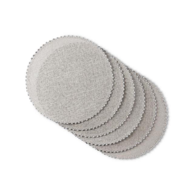 Martha Stewart Woven Water Resistant Lindos Placemat 6-Pack Set, 15" Round