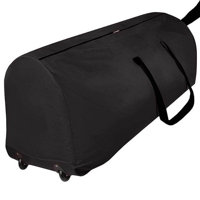 Rolling Tree Storage Bag - Storage for 9-Foot Artificial Christmas Holiday Tree. Zippered Bag, Carry Handles and Wheels for Easy Transport. Protects Against Dust, Insects, and Moisture. (Black)