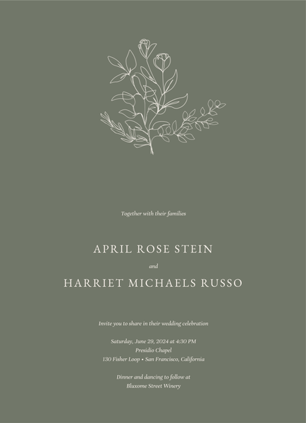 Essenza Portrait | Dark Sage | Zola Wedding Invitations