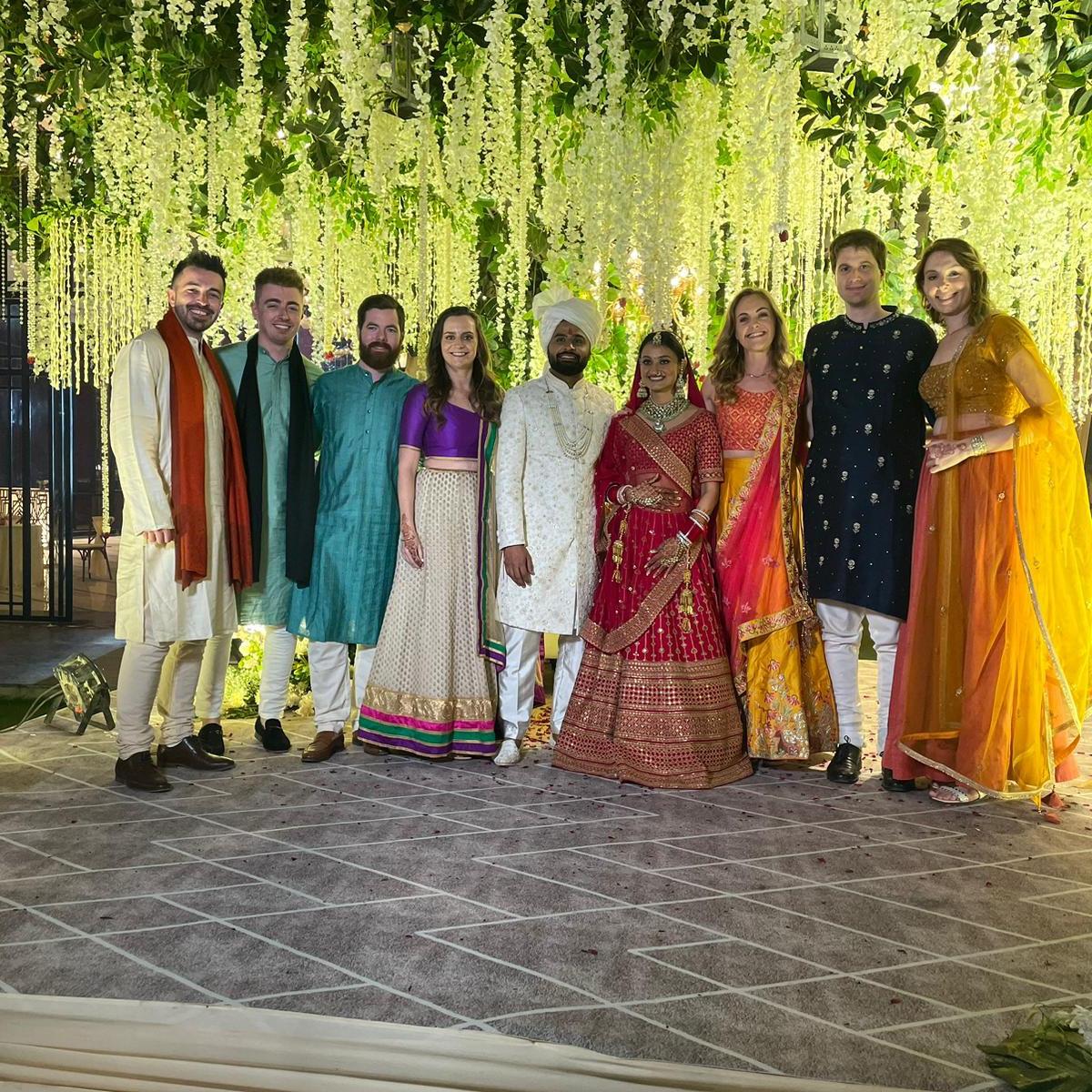 With Rick’s UCD friends for Imairaa's and Jashan's wedding in Delhi, India, October 2023