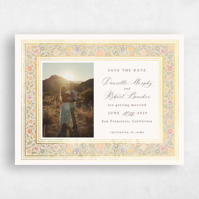Beige Wedding Save the Date - Eudora Landscape Foil