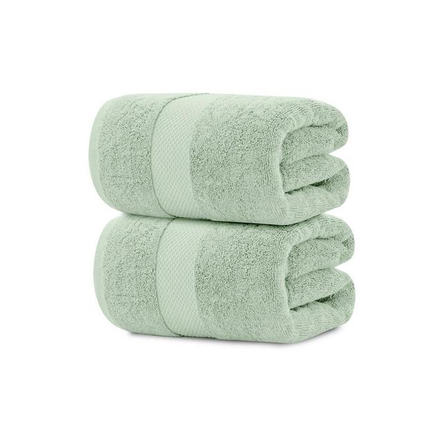 White Classic Luxury 100% Huge Cotton Bath Sheets Set of 2 - 35x70" Green
