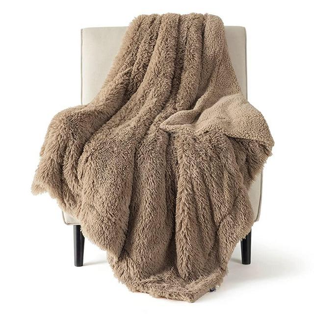 Bedsure Faux Fur Throw Blanket Taupe – Fuzzy, Fluffy, and Shaggy Faux Fur, Soft and Thick Sherpa, Tie-dye Decorative Gift, Throw Blankets for Couch, Sofa, Bed, 50x60 Inches, 380 GSM