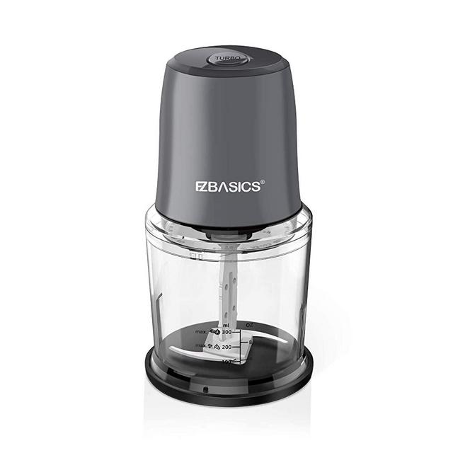 EZBASICS Food Processor, Small Electric Food Chopper for Vegetables, Meat, Fruits, Nuts, 2 Speed Kitchen Grinder With Sharp Blades, 2-Cup Capacity, Silver