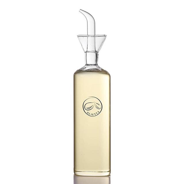 Olietta Glass Non Drip Leak Proof No Mess Oil and Vinegar Cruet Pourer and Drizzler 17oz 500ML 0.5 Liter - Great for Pouring & Drizzling Olive Oil & Liquids - Easy to Clean, Drip Free and Leakproof