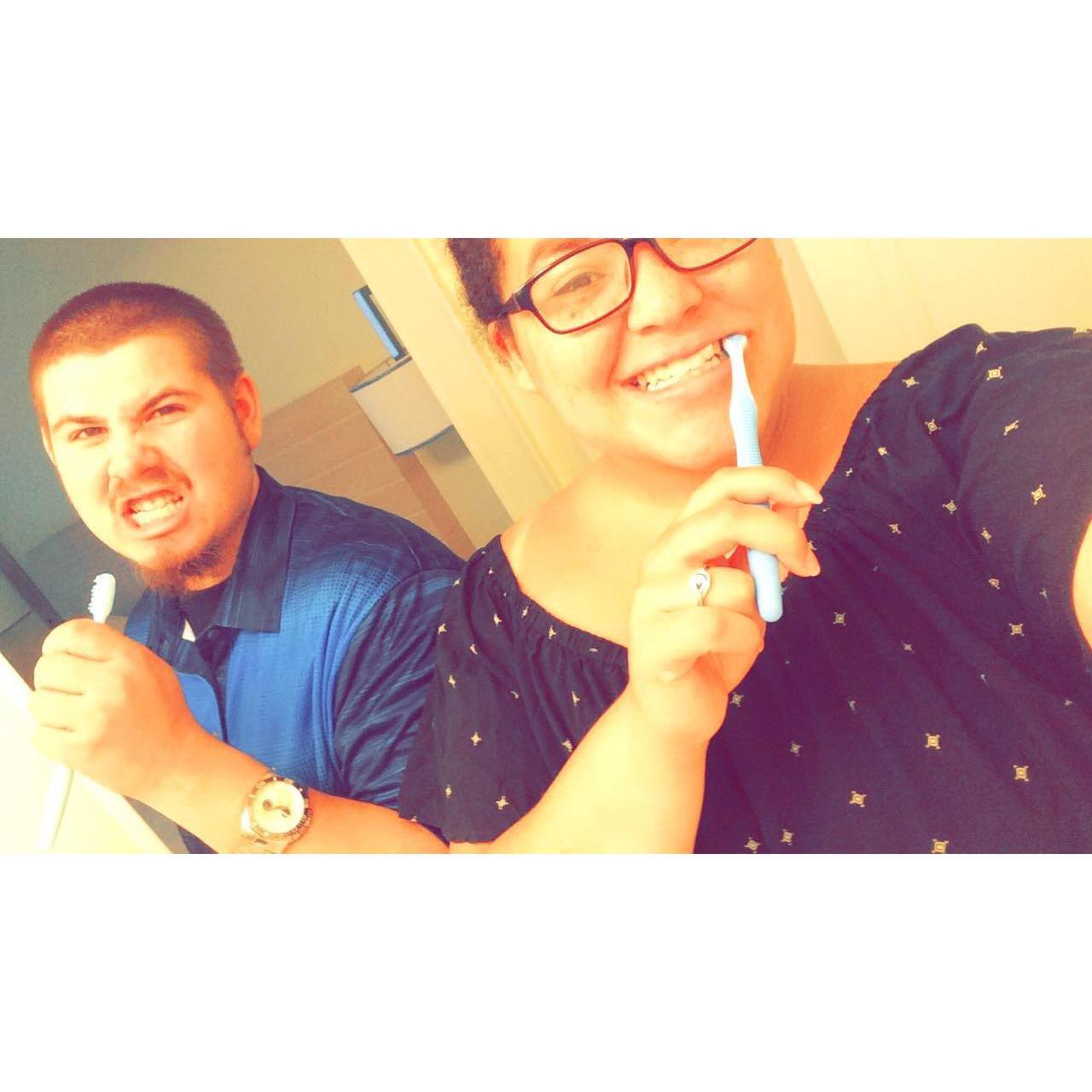 A couple who brush their teeth together stay together!!