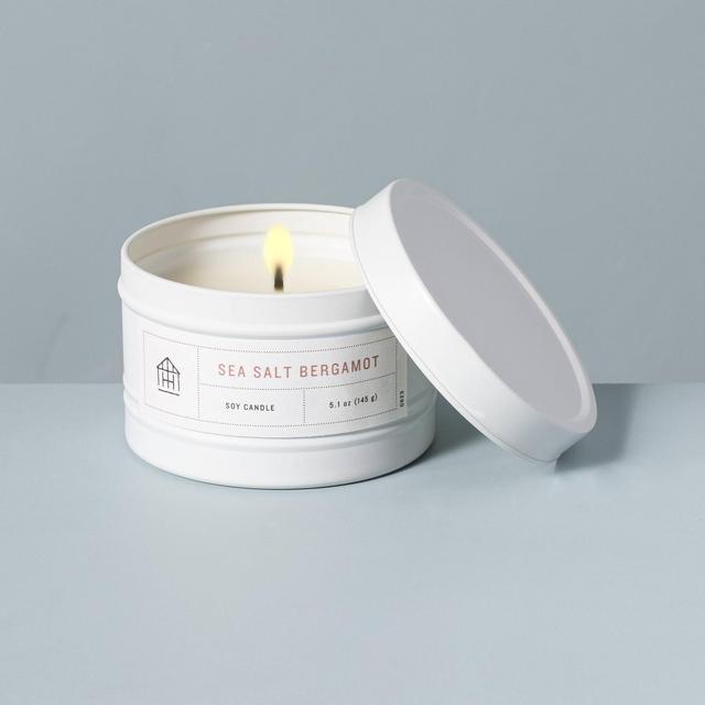 5.1oz Sea Salt Bergamot Lidded Tinplate Seasonal Candle - Hearth & Hand™ with Magnolia
