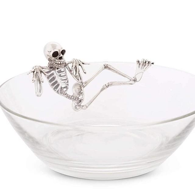 Vagabond House Skeleton Server Candy Dish Bowl Day of Dead Halloween Dia De Los Muertos 10 inch Diameter