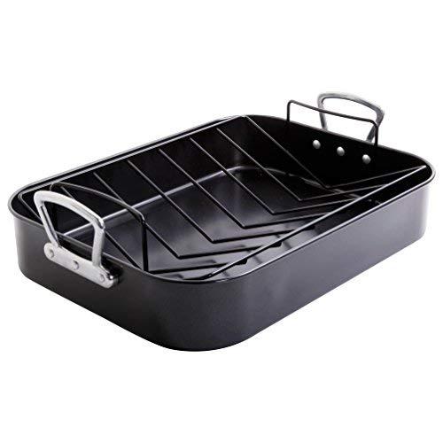 Gibson Home 89134.02 Broxton 2 Piece Non-Stick Turkey Roaster, 1, Black