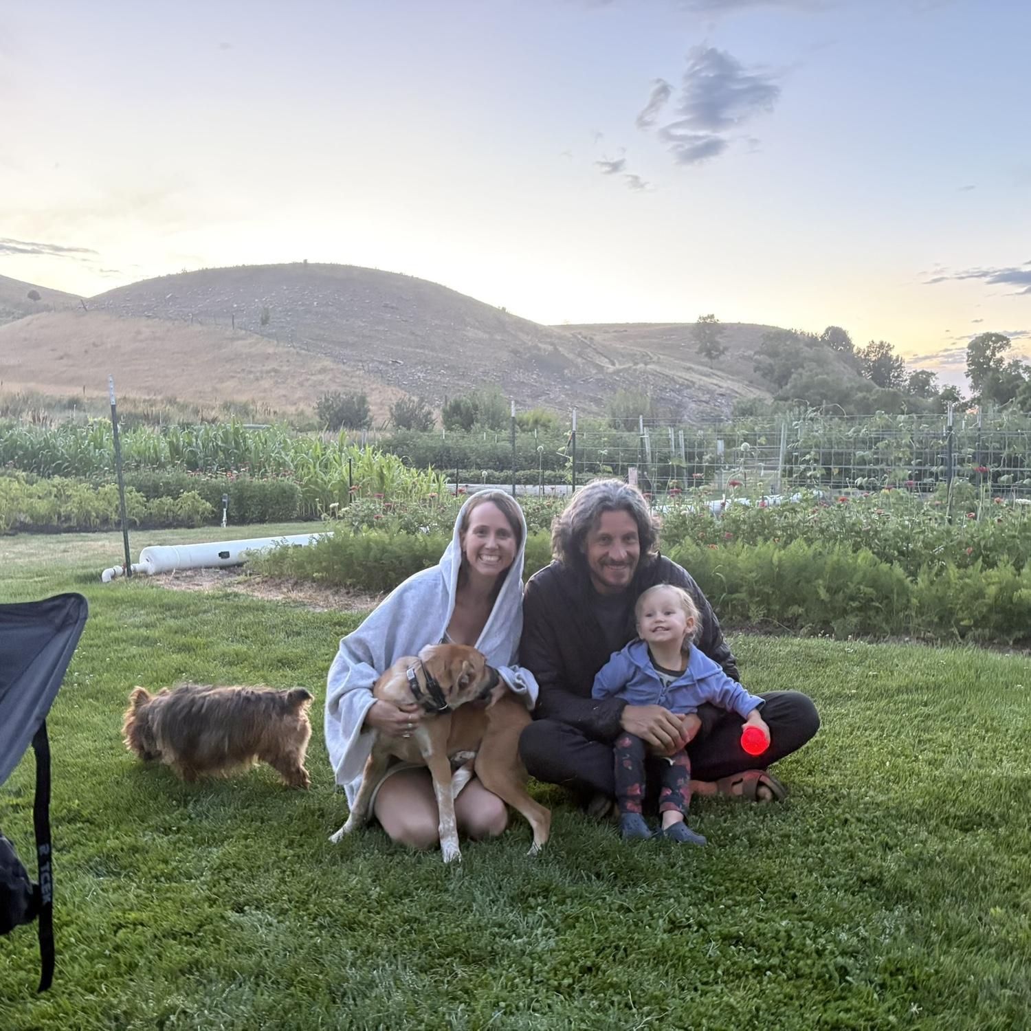 At Uncle Dana’s Farm with puppy Bella and old lady Shala