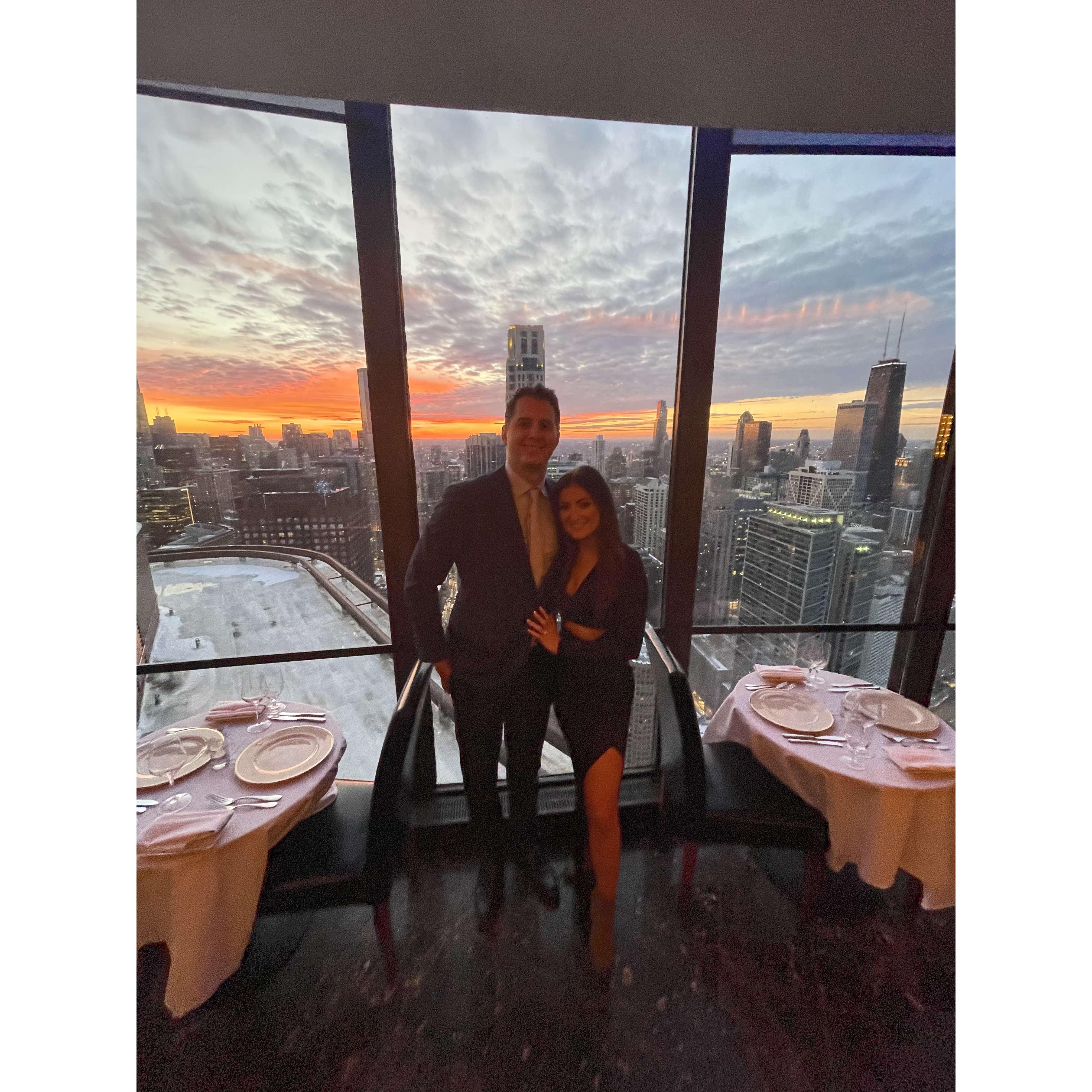 Dinner after we got engaged! The best view!