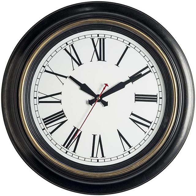 Bernhard Products Extra Large Wall Clock 18 Inch Quality Quartz Silent Non Ticking, Battery Operated for Home/Living Room/Over Fireplace Beautiful Decorative Roman Numeral Stylish Clock, Dark Brown