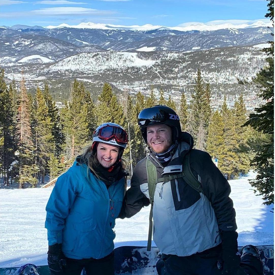 Joe is a black diamond snowboarder and Jordan makes do on the greens and an occasional blue. This was taken on our first snowboarding trip together in Breckenridge, CO.