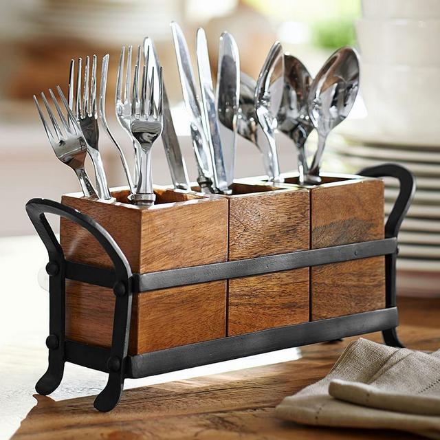 Vintage Blacksmith Metal Flatware Caddy