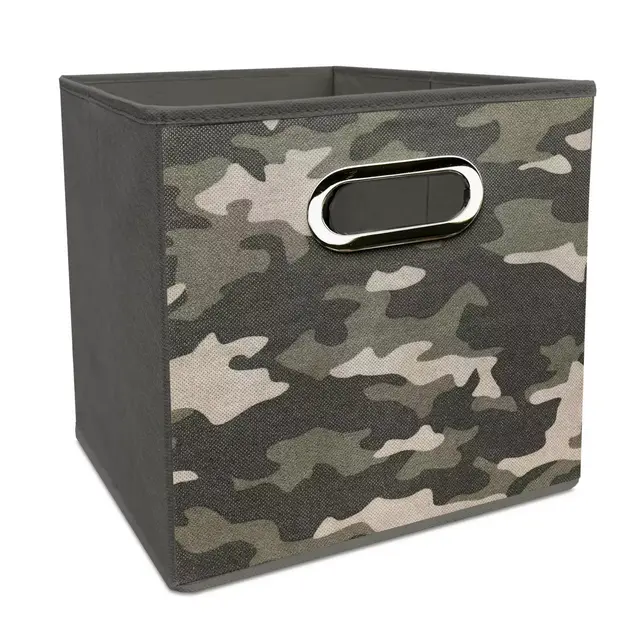 Simply Essential™ 11-Inch Polyester Camouflage Print Collapsible Bin in Grey