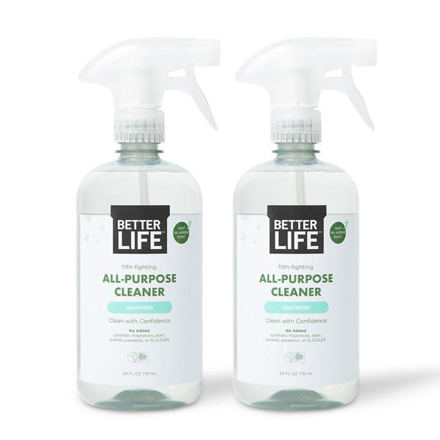 Better Life All Purpose Cleaner - Multipurpose Home and Kitchen Cleaning Spray for Glass, Countertops, Appliances, Upholstery & More - Multi-surface Spray Cleaner - 24oz (Pack of 2) Unscented