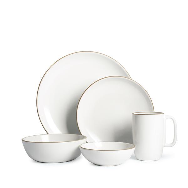 Opaque White Full Dinnerware Set - 5 Piece