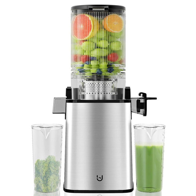Masticating Juicer Machines, 5.3" Inch Feeding Chute Supports Whole Fruits and Vegetables，350W Slow Cold Press Juicer，Easy to Clean, Light-Stainless Steel