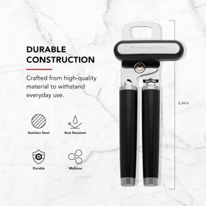 KitchenAid Classic Multifunction Can Opener and Bottle Opener Easy to Use, Razor Sharp Stainless Steel Cutting Wheel, Soft Ergonomic Handles, Black