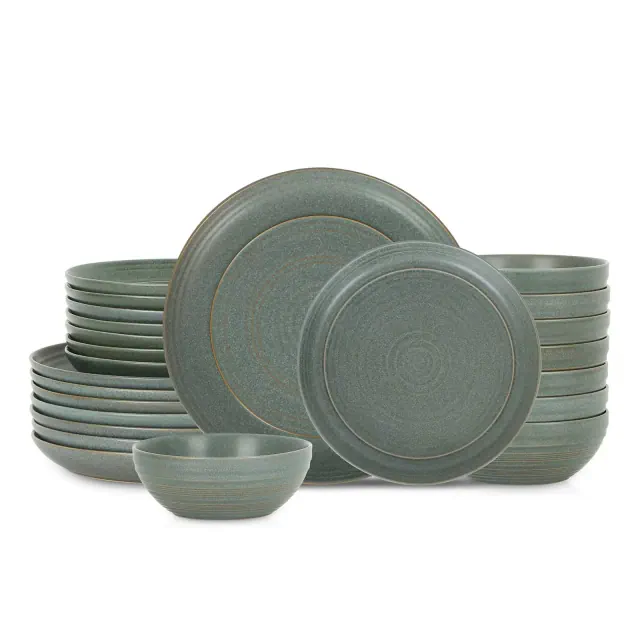 Stone Lain 24pc Elio Stoneware Dinnerware Set Green