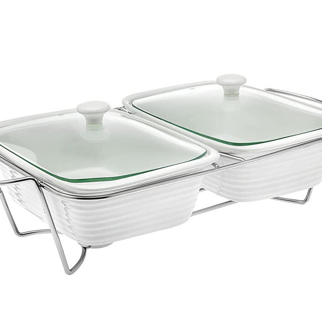 Oven to Table Double Baker Pan Holder Casserole Roasting Dish - 3qt