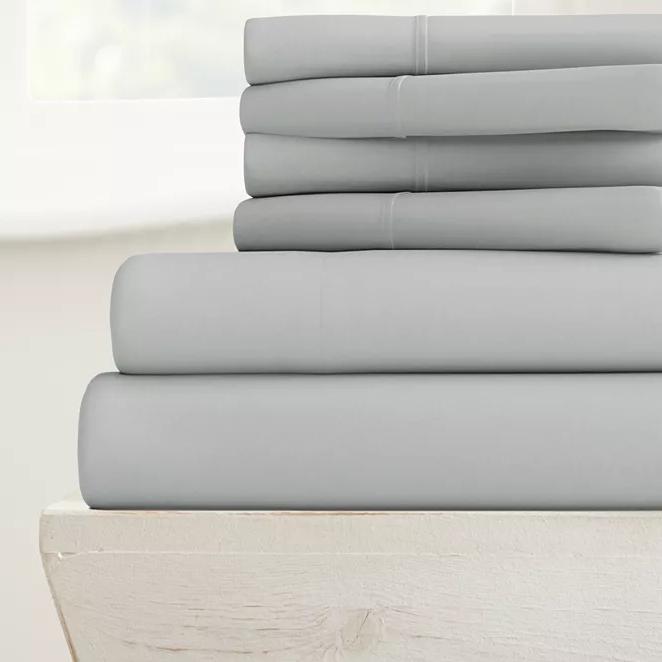 Color: Light Grey Solids in Style by The Home Collection 6 Piece Bed Sheet Set, Queen
