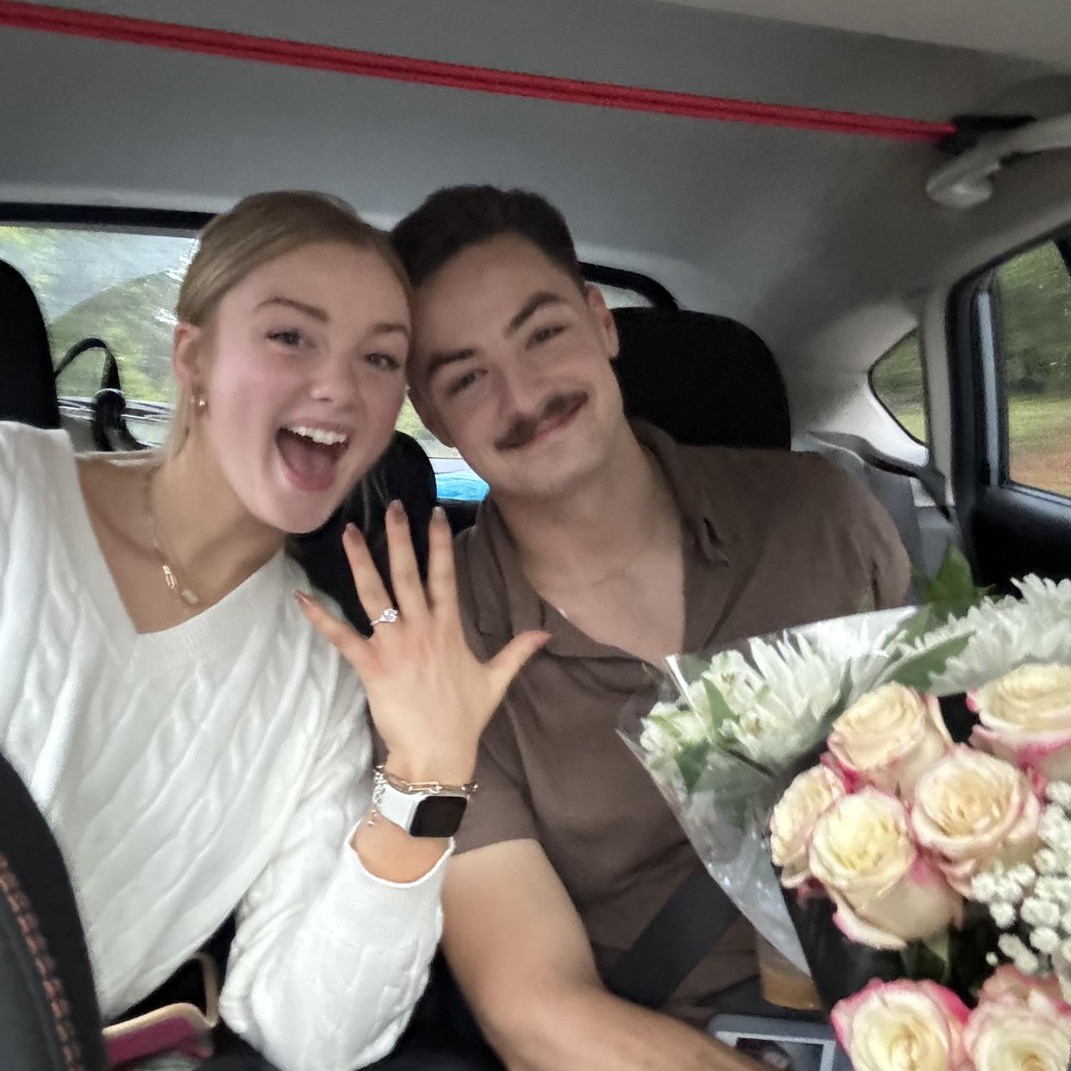 Car ride home after we got engaged!!