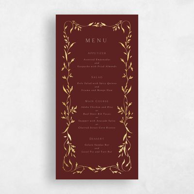 Red Standard Wedding Menu - Clarissa Foil