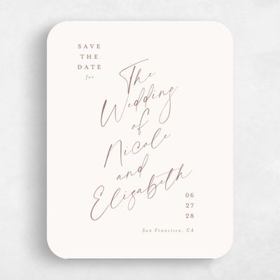 Beige Rounded Wedding Save the Date - Anerley Portrait