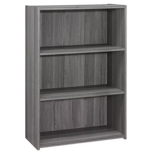 Monarch Specialties 3-Shelf Bookcase in Grey