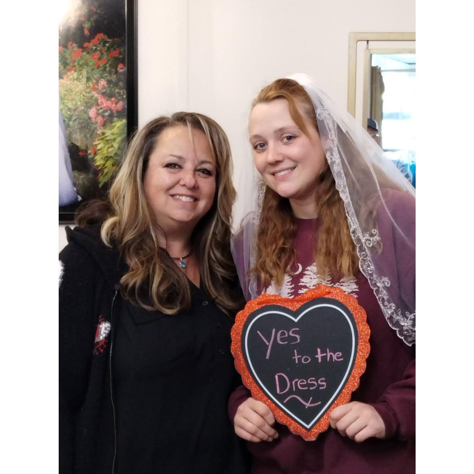 Saying, "Yes! To the Dress!" with my soon to be Mother-In-Law!
