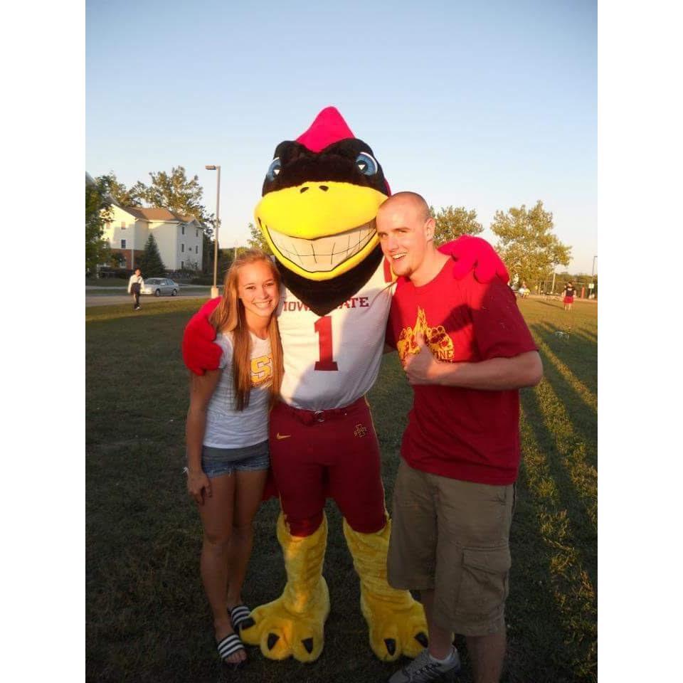 College, Iowa State University, with Cy the Cyclone